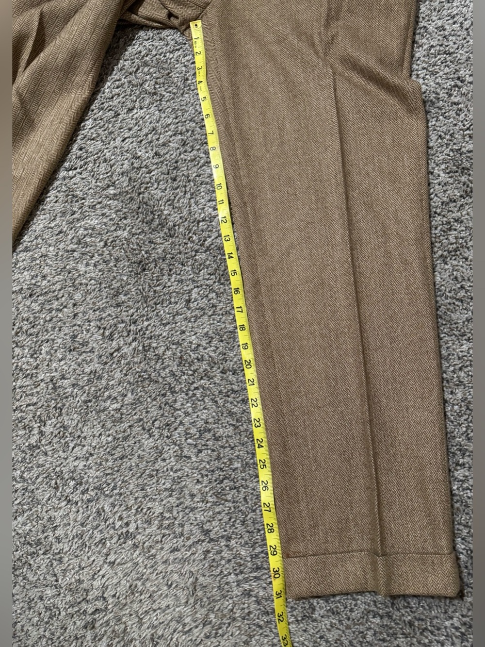 Polo Ralph Lauren Wool Blend Herringbone Pleated Cuff Classic Dress Pants  34x31 - Picture 13 of 16